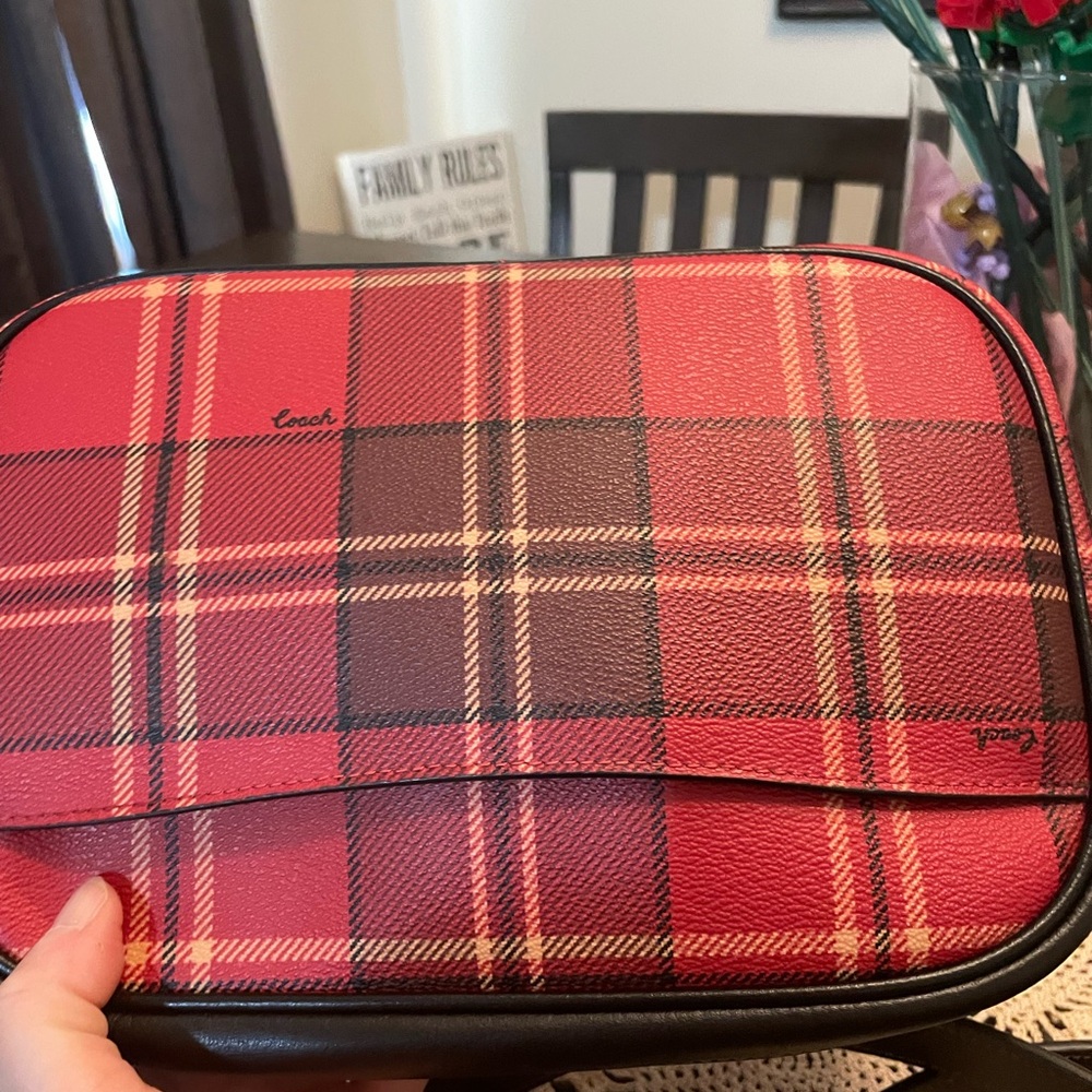 Coach NWT Jamie Camera Bag in Tartan Plaid Print Red/Black Mult - Picture 10 of 15